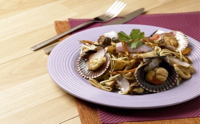 Fideos con mariscos